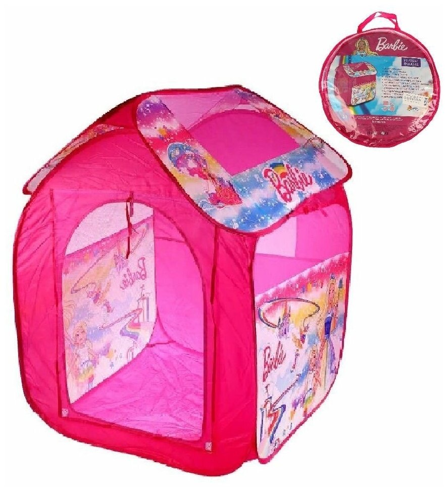 Палатка домик игровой для девочек в сумке, съёмная крыша, окошки и дверь из прозрачной сетки, размер вигвама 80 х 77 х 100 см