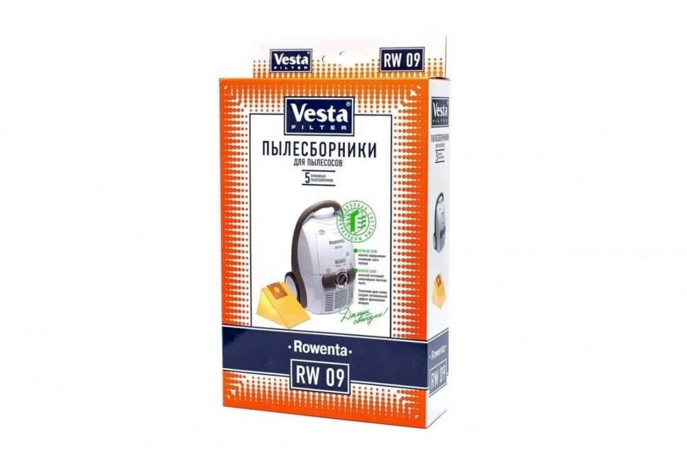 Vesta filter RW09 комплект мешков-пылесборников бумажных (5шт) для пылесоса Rowenta - фотография № 3