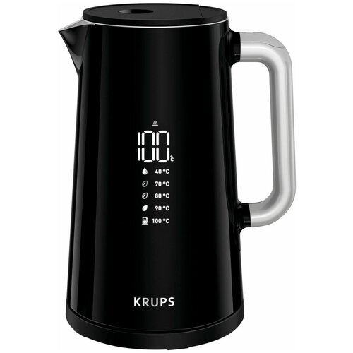 Чайник Krups BW8018 Smart'n Light, 1,7 л, 1800 Вт, цифровой дисплей, 5 температурных уровней, розетка 360°, автоматическое отключение