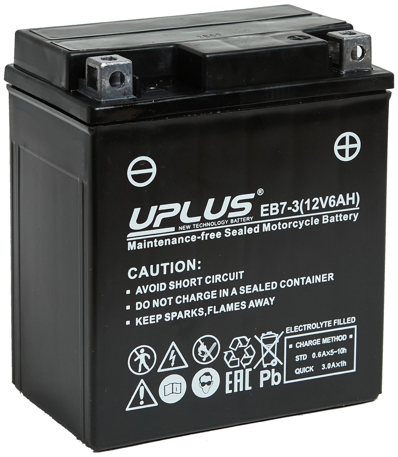 Аккумулятор UPLUS LEOCH EB7-3 (CT1207.1 YTX7L-BS) 12В 6Ач 85CCA 113x70x130 мм Обратная (-+)