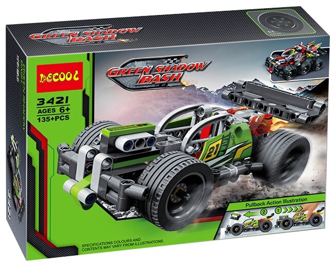 Конструктор Jisi bricks (Decool) Technic 3421 Зеленый гоночный автомобиль