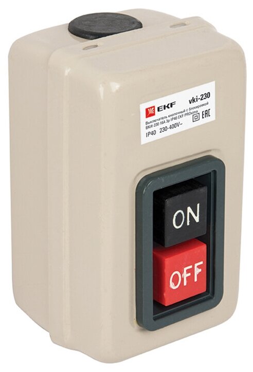 Vki-230 Выключатель кнопочный EKF PROxima ВКИ-230 16А 3П с блокировкой, IP40