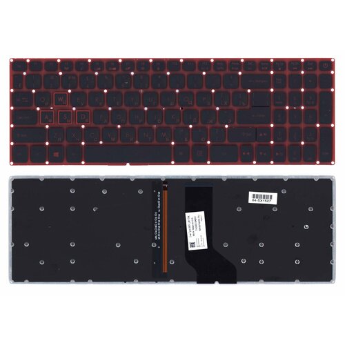 Клавиатура для ноутбука Acer Aspire VN7-593G черная с красной подсветкой шлейф для матрицы acer vn7 593g p n 50 q23n1 006 450 0b201 0001
