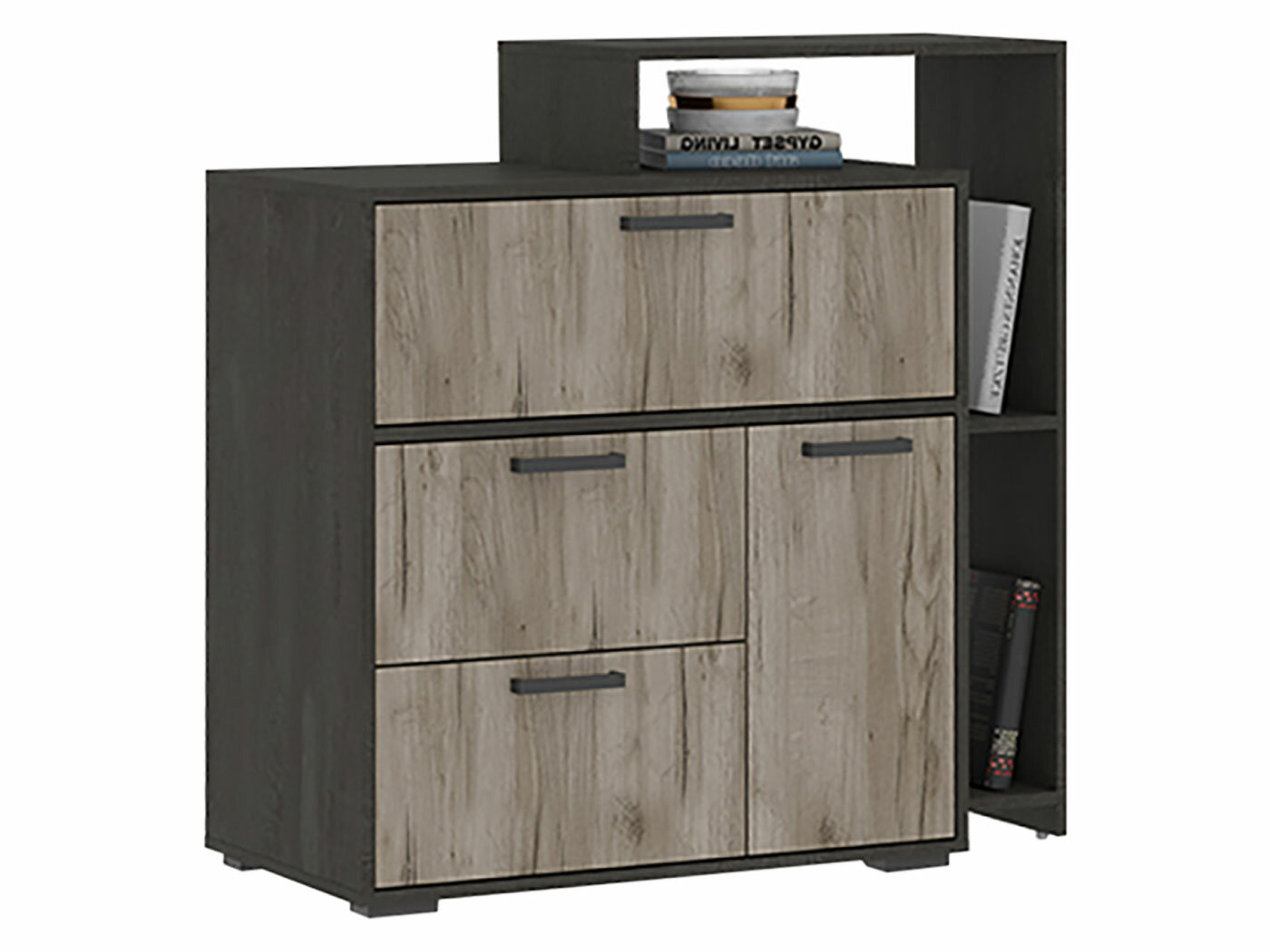 фото Комод Стендмебель Эдинбург Железный камень / Дуб Крафт серый
