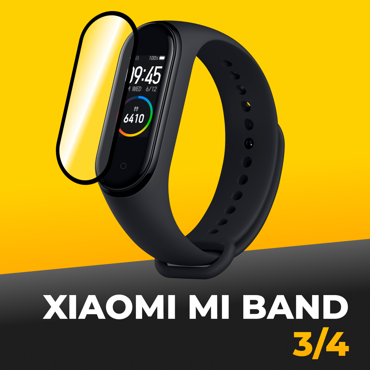 Гидрогелевая защитная пленка для смарт часов Xiaomi Mi Band 3 и 4 / Противоударная бронепленка для фитнес-браслета Сяоми Ми Бэнд 3 и 4 Прозрачная