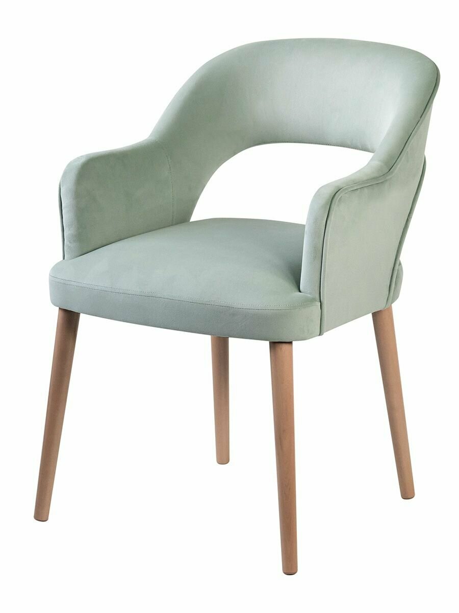 Стул-кресло мягкий MELIA со спинкой и деревянными ножками совеременный минимализм в гостиную кухню кафе ресторанголубой, доломита