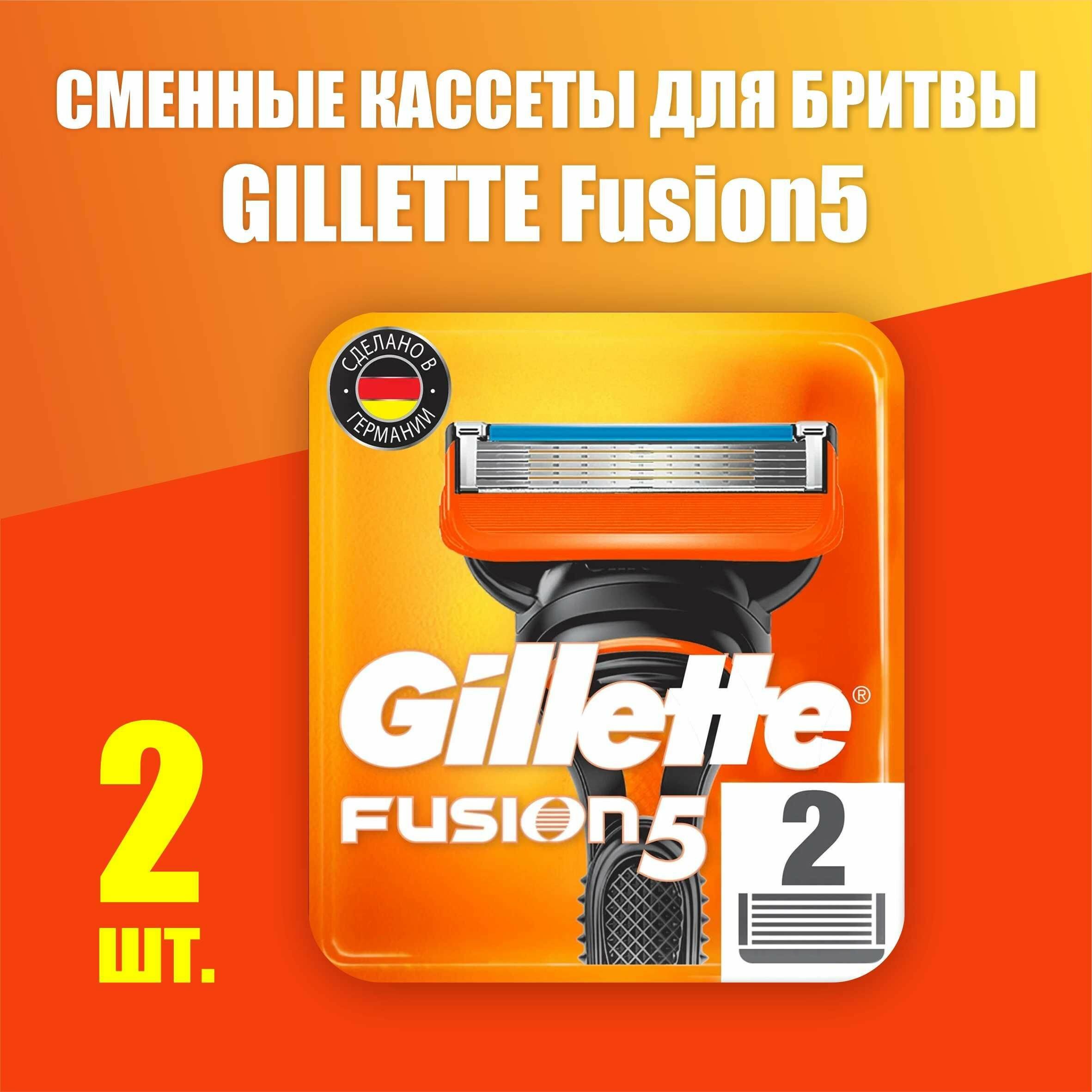 Cменные кассеты Gillette Fusion5 для мужской бритвы, 2 шт, с 5 лезвиями, c точным триммером для труднодоступных мест, для гладкого бритья надолго