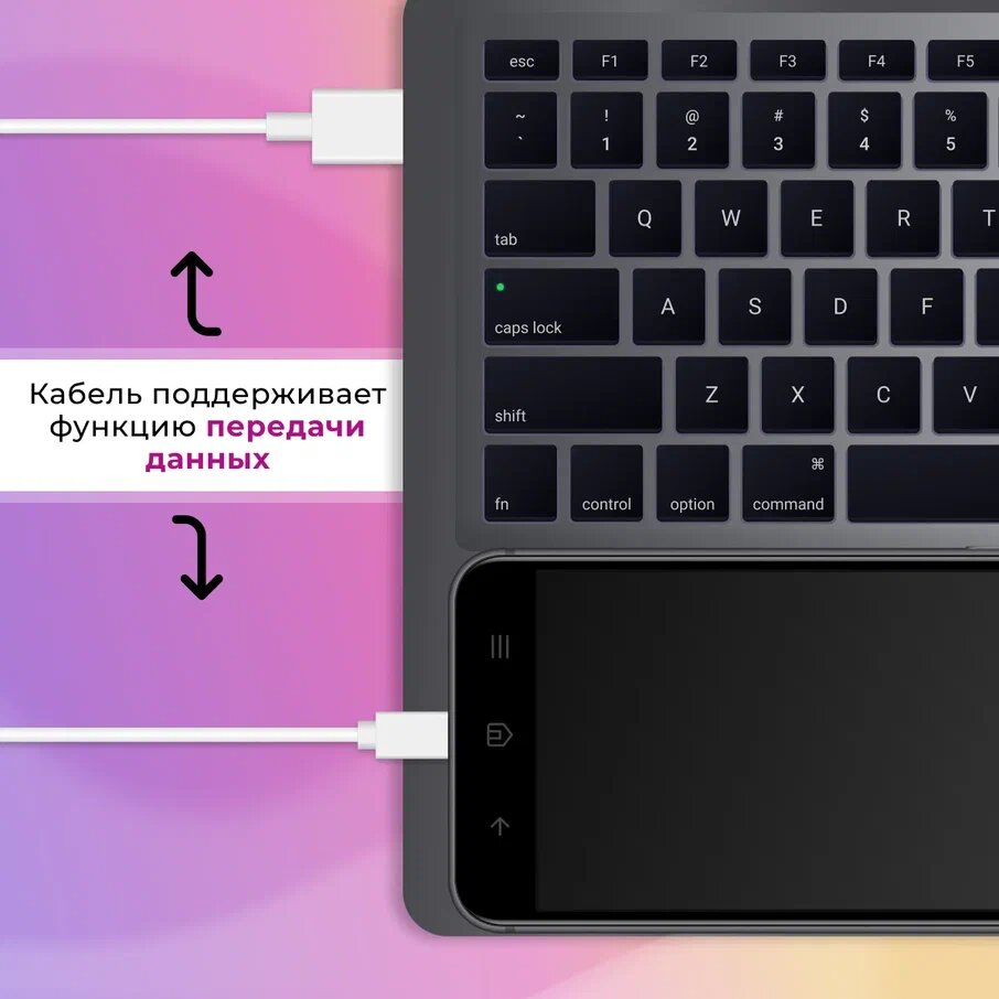 Кабель (1 метр) Micro USB - USB для зарядки телефона, наушников, планшета / Провод с разъемом Микро ЮСБ - ЮСБ / Зарядный шнур / Белый