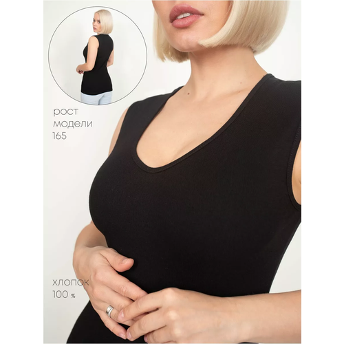 фото Майка чебоксарский трикотаж, размер l, рост 158-164 см, черный