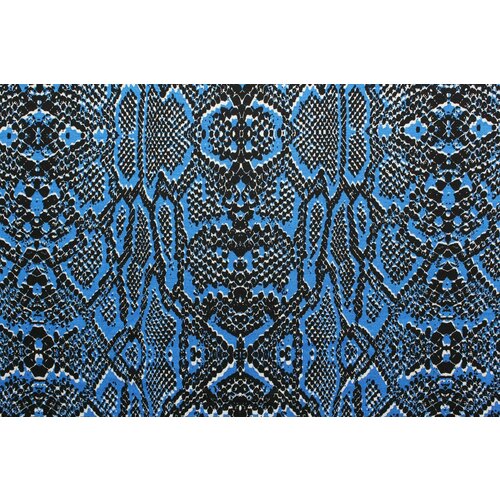 Ткань Трикотаж стрейч сине-чёрно-белый под рептилию, ш150см, 0,5 м