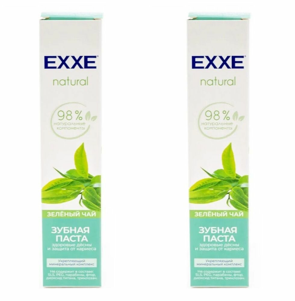 EXXE Зубная паста natural "Зелёный чай", 75 мл, 2 шт