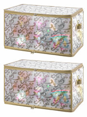Кофр складной / органайзер / коробка для хранения вещей 2 шт 52х30х30 см EL Casa Узор на серебре с молнией, пластиковый, набор