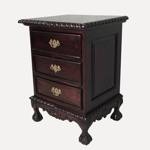 Изображение товара Тумба прикроватная в стиле Chippendale от DOMKORLEONE, красное дерево (mahogany wood), цвет орех MR (темно-коричневый)