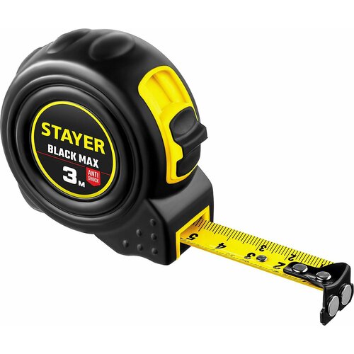 STAYER BlackMax, 3 м х 16 мм, рулетка с двумя фиксаторами, Professional (3410-03)