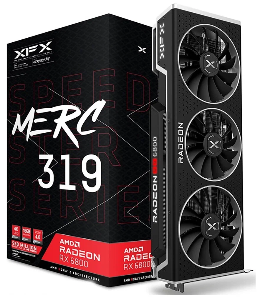 Видеокарта XFX MERC 319 Radeon RX 6800 BLACK Gaming 16GB (RX-68XLATBD9), Retail