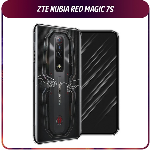 Силиконовый чехол на ZTE Nubia Red Magic 7S / ЗТЕ Нубиа Ред Меджик 7S Загрузка творения, прозрачный гидрогелевая противоударная защитная пленка для zte nubia red magic 7s зте нубиа ред меджик 7s