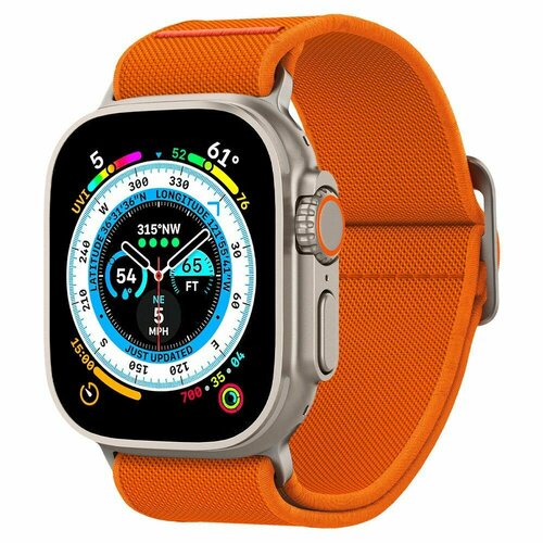 Ремешок Spigen на Apple Watch (49/45/44/42 mm) (AMP05986) Lite Fit Ultra / Спиген для Эпл Вотч ремешок оранжевый