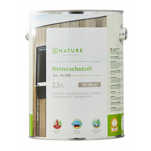 защитное грунт масло gnature 870 schutz grund ol 2 5л для наружных деревянных фасадов GNATURE 280 - масло для деревянных фасадов