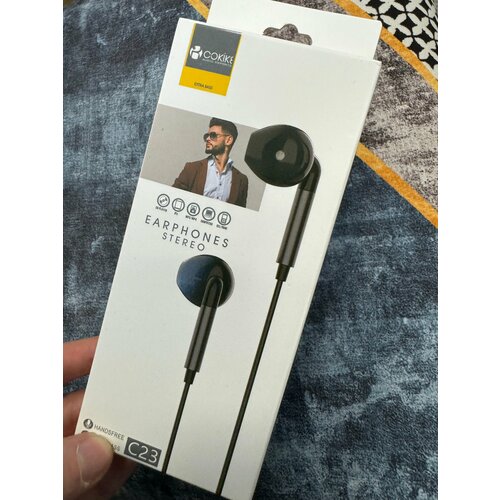 Проводные наушники капельки с микрофоном Cokike C23 95 Дцб 130см 16 Ом разъем 35мм для старых телефонов магнитолы радио MP3-плеера VR-оч 588₽