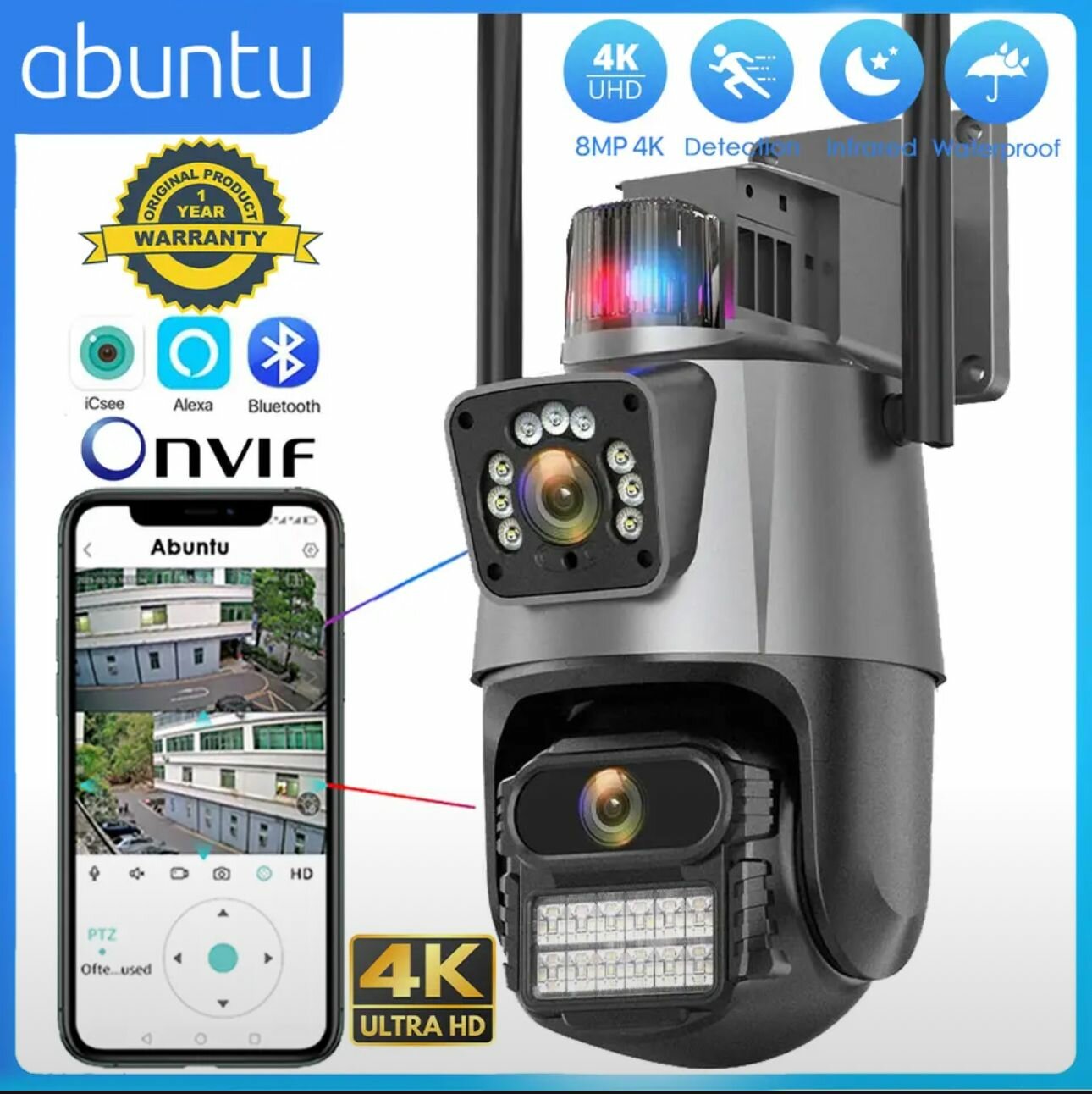 Камера видеонаблюдения WiFi YX-DF-35 6Mp уличная видеокамера беспроводная с микрофоном WiFi