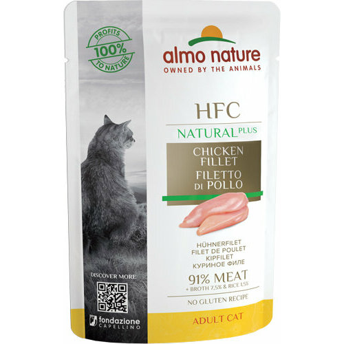 Алмо Натуре 4707/26600 HFC пауч для кошек Куриное филе 91% мяса 55г