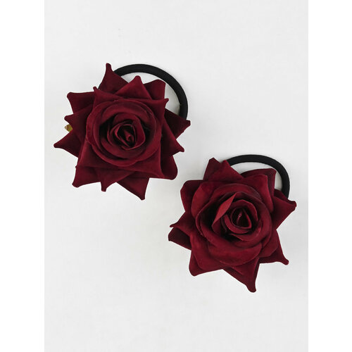 Тонкая резинка с цветком розой набор 2 шт, красивая женская детская резиночка для высокого хвоста и пучка, украшение аксессуары для волос