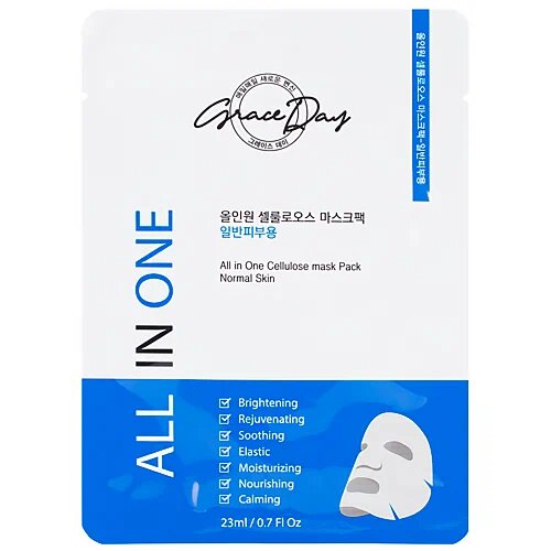 Маска для лица Grace Day All In One Cellulose Mask увлажняющая тканевая, 23 мл - фото №4