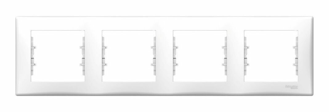 Sedna SDN5800721 Рамка 4-постовая (горизонтальная, белая) Schneider Electric - фото №1