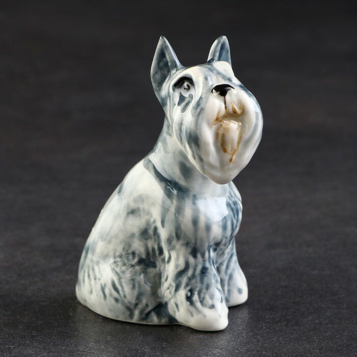 фото Статуэтка фарфоровая "Миттельшнауцер серый", 8 см, авторская роспись