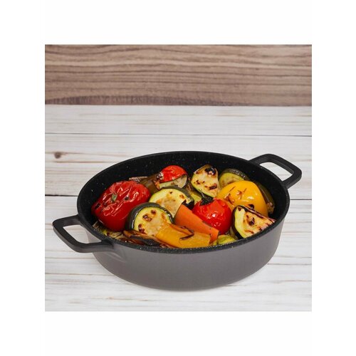 Кастрюля DUBLIN 28х75см из литого алюминия с антипригарным покрытием с крышкой черный 4615₽