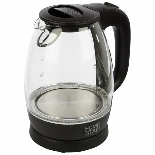 чайник homestar hs 1012 black Чайник Homestar HS-1012 (1,7 л) стекло, пластик черный