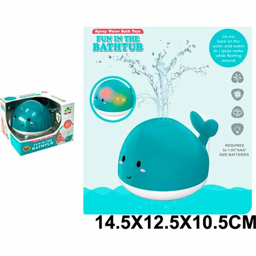 Детская игрушка для ванной Кит Фонтан со световыми эффектами 10 см, TONGDE кит резиновая игрушка винил русский стиль 08147
