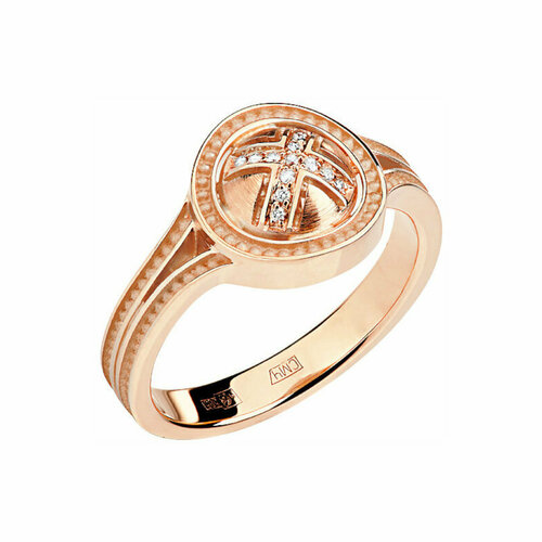 Кольцо Эстет, красное золото, 585 проба, бриллиант, размер 17