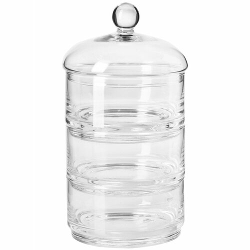 Хрустальная 3-х ярусная конфетница с крышкой 30 см прозрачный серия Glamour Krosno KRO-FKP0717000005010 12680₽