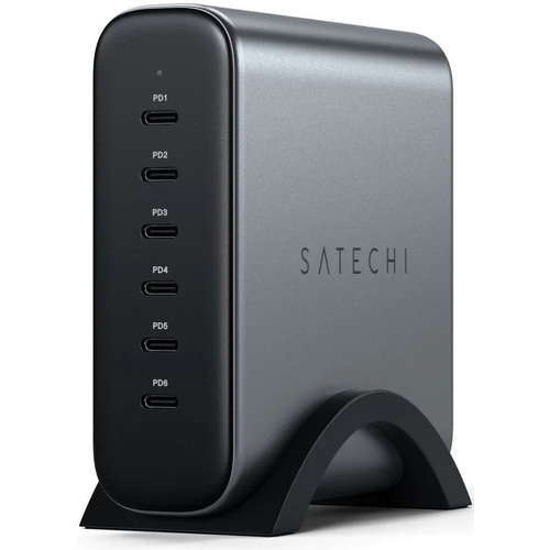 Сетевое зарядное устройство Satechi 200W USB-C х6-Port PD GaN Charger (ST-C200GM-EU), цвет серый зарядное устройство satechi 165w usb c 4 port pd gan space grey st uc165gm eu