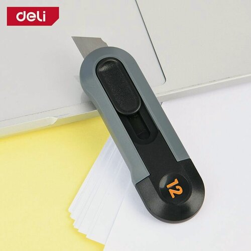 Изображение товара Строительный канцелярский нож Deli "Home Series Black" HT4007 Строительный канцелярский нож "Home Series Gray" Deli HT4007C (эксклюзивный дизайн, софттач пластик, безопасная конструкция)