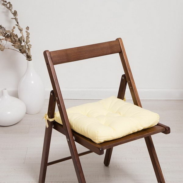 Набор подушек для стула 35х35см 2шт, цв. желтый, файбер, бязь хлопок 100%