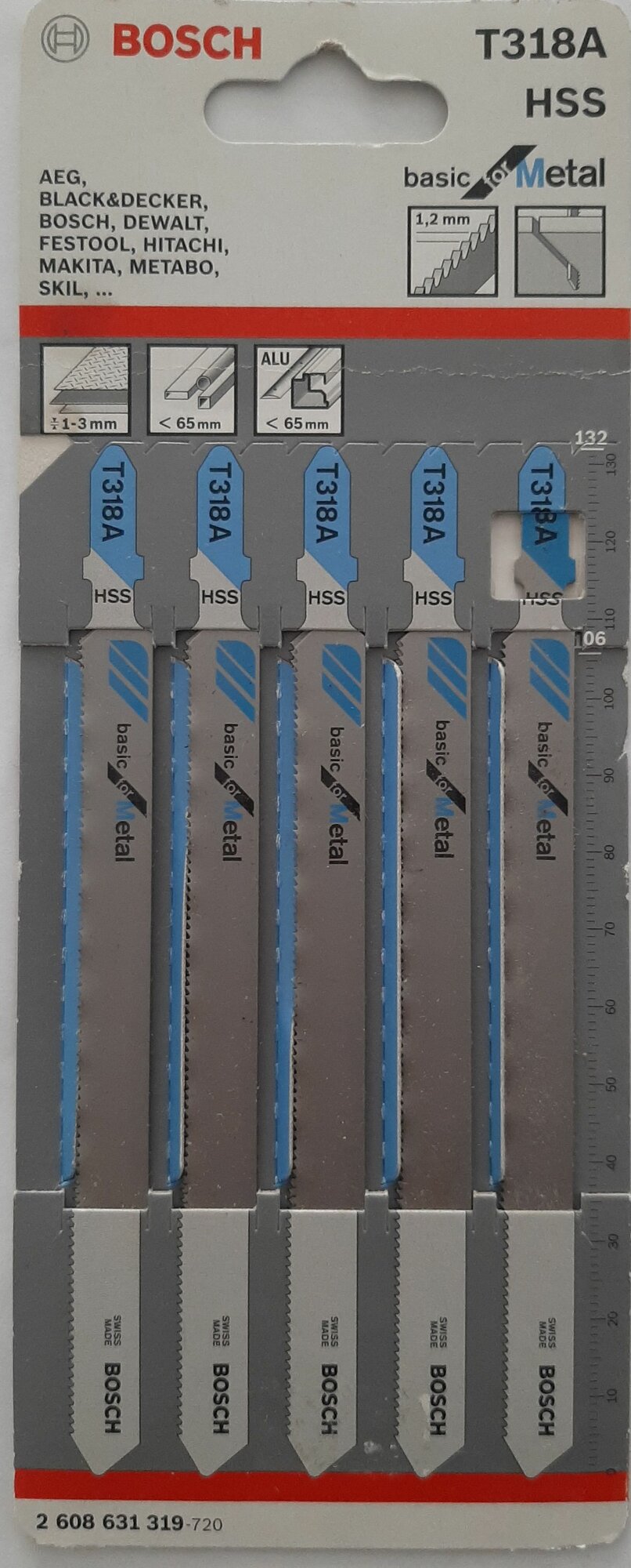 Пилки Т318А 5 шт. для лобзика (106 мм; HSS) 2.608.631.319 Bosch