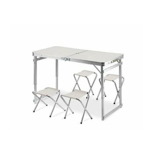 Стол усиленный туристический складной с 4 стульями для дачи охоты и рыбалки пикника и кемпинга отдыха на природе с ручкой для переноски и двойным металлом стол чемодан 5199₽