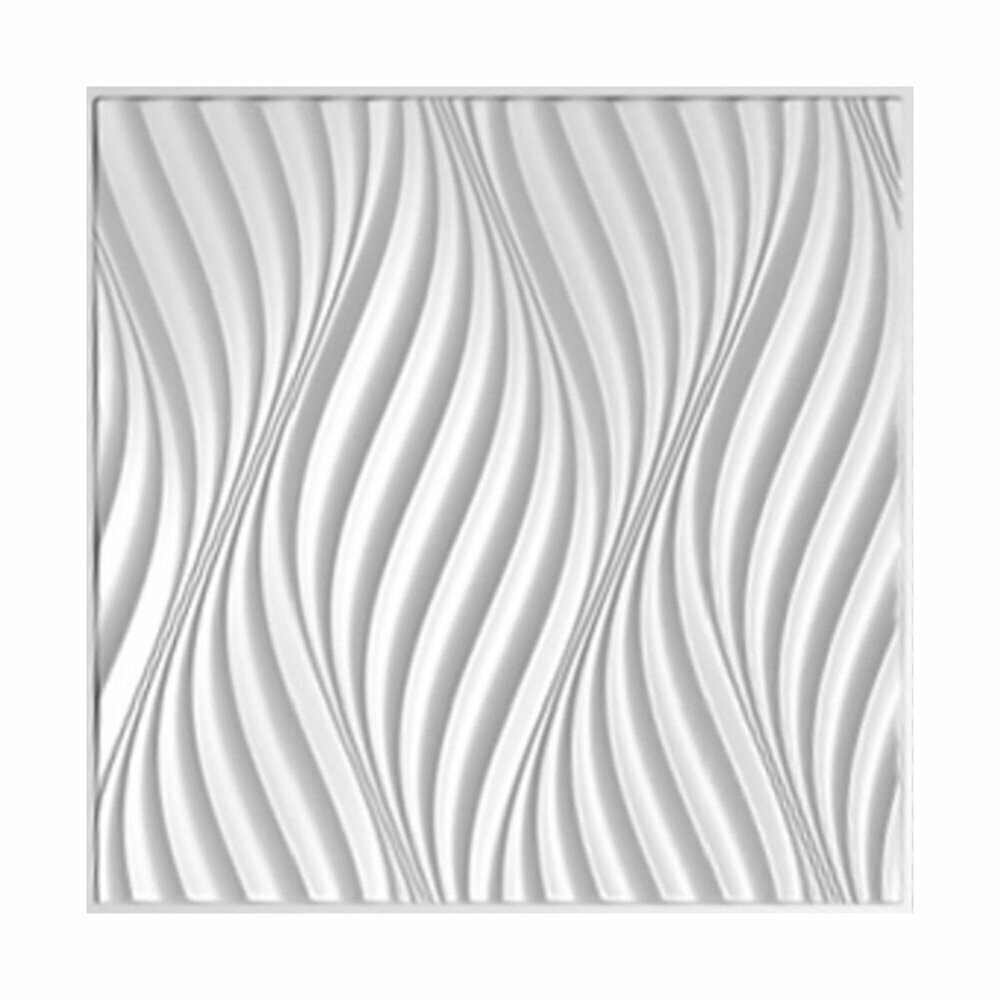 Панель ПВХ 595х595х10 мм eclectica офсет Grace белая волна 035 кв. м