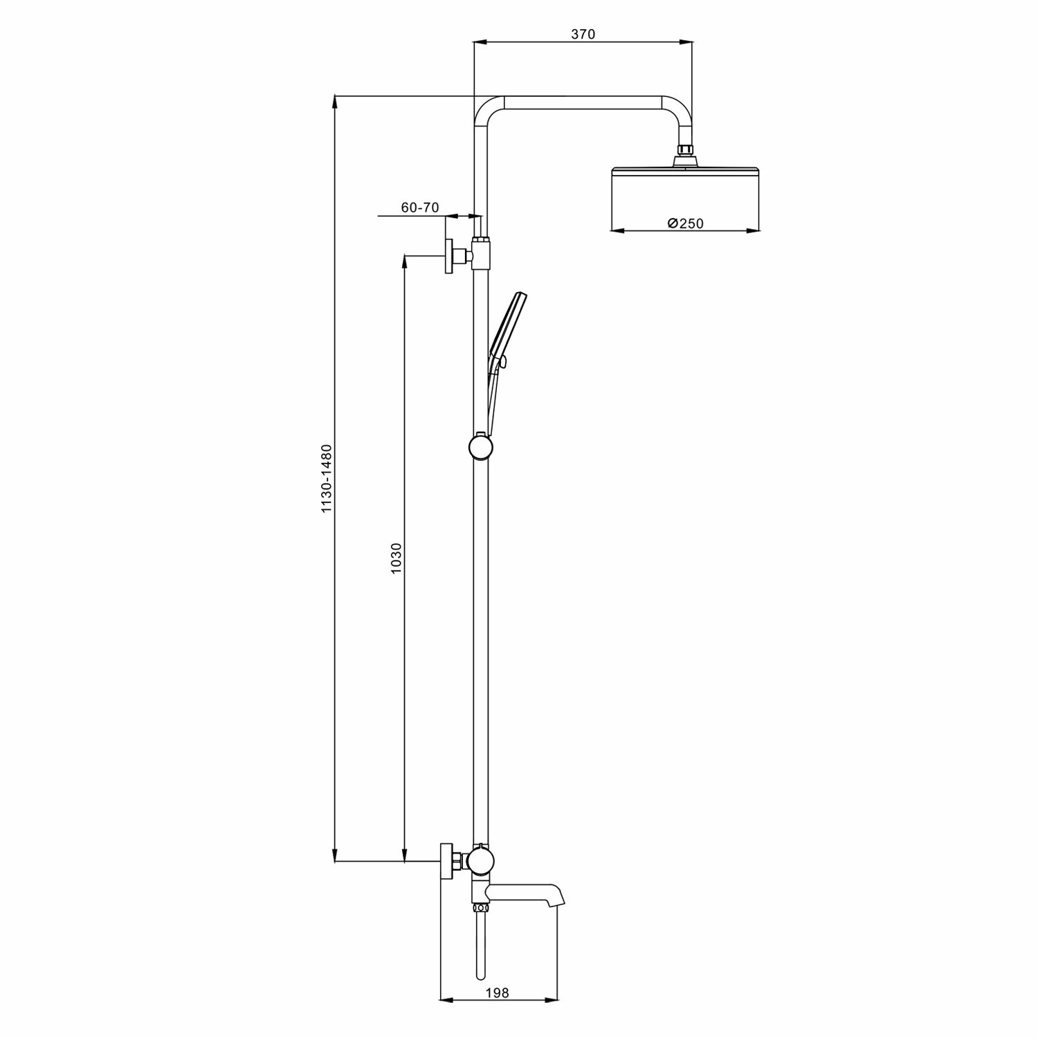 Душевая система с термостатом и тропическим душем Raglo R20.26.09 латунь, графит — фото 1