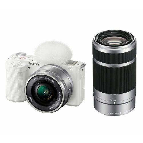 Беззеркальный фотоаппарат Sony ZV-E10 Kit 16-50mm + 55-210mm, белый