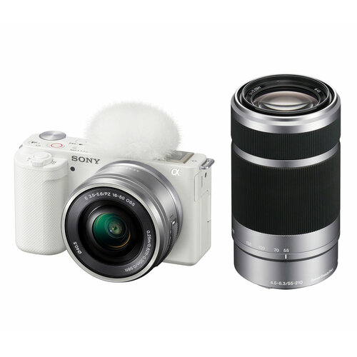 Беззеркальный фотоаппарат Sony ZV-E10 Kit 16-50mm 55-210mm белый 10799000₽