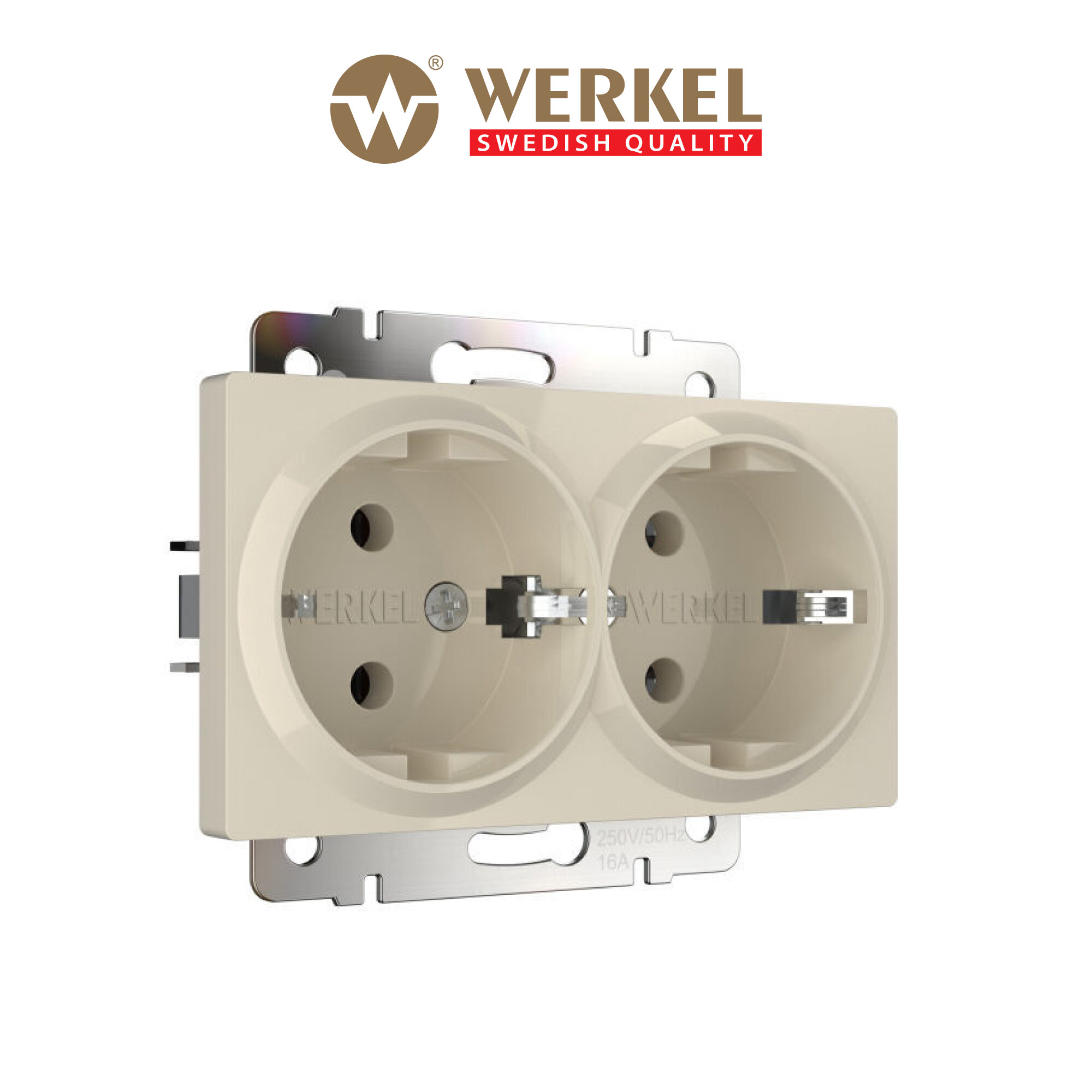 Розетка двойная с заземлением Werkel W1172003 слоновая кость IP20