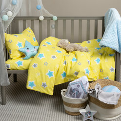 Детское постельное белье в кроватку Galtex Звездочки желтый