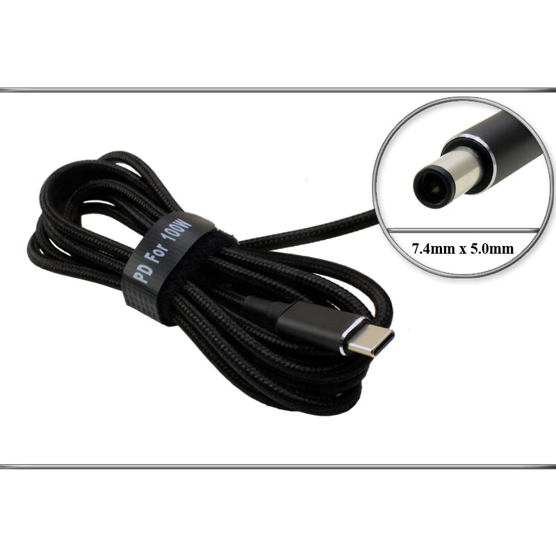 Переходник (конвертер) USB Type-C, male - 19V - 20V, 7.4mm x 5.0mm, кабель, для зарядки ноутбука HP от адаптера (блока) питания.