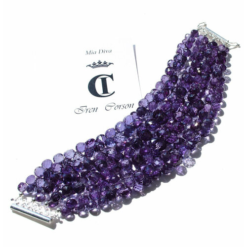 Браслет Mia Diva , Александрит, Серебро, размер 16 см, фиолетовый