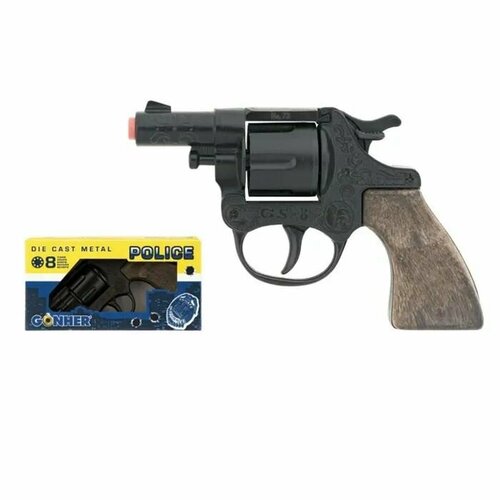 Полицейский револьвер Gonher черный 15.5см звук оружие gonher gh30450 револьвер полицейский 8 пистонов