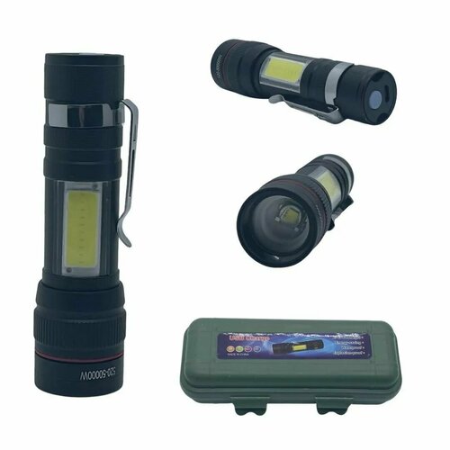 Аккумуляторный фонарик с зумом BL-520 COB+LED T6 USB карманный светодиодный мини фонарик брелок рабочий светильник зарядка через usb фонарь для кемпинга рыбалки с магнитным крючком штопор