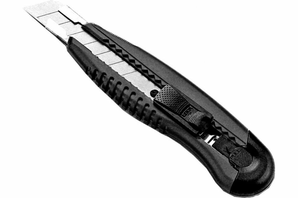 Нож канцелярский Kw-Trio 3713blck шир. лез.18мм усиленный 2 сменных лезвия металл черный блистер